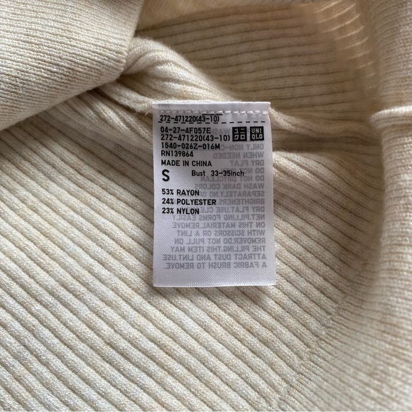 Uniqlo Washable Knit Ribbed Polo V Neck Sweater Long Sleeve Top Small Collar - Picture 8 of 14